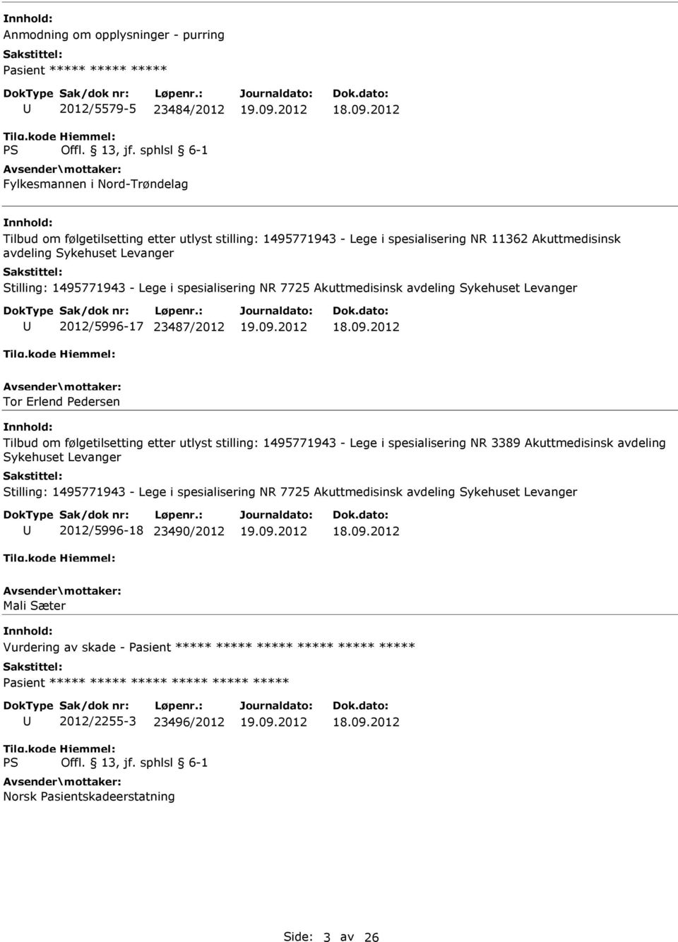 Akuttmedisinsk avdeling Sykehuset Levanger 2012/5996-17 23487/2012 18.09.