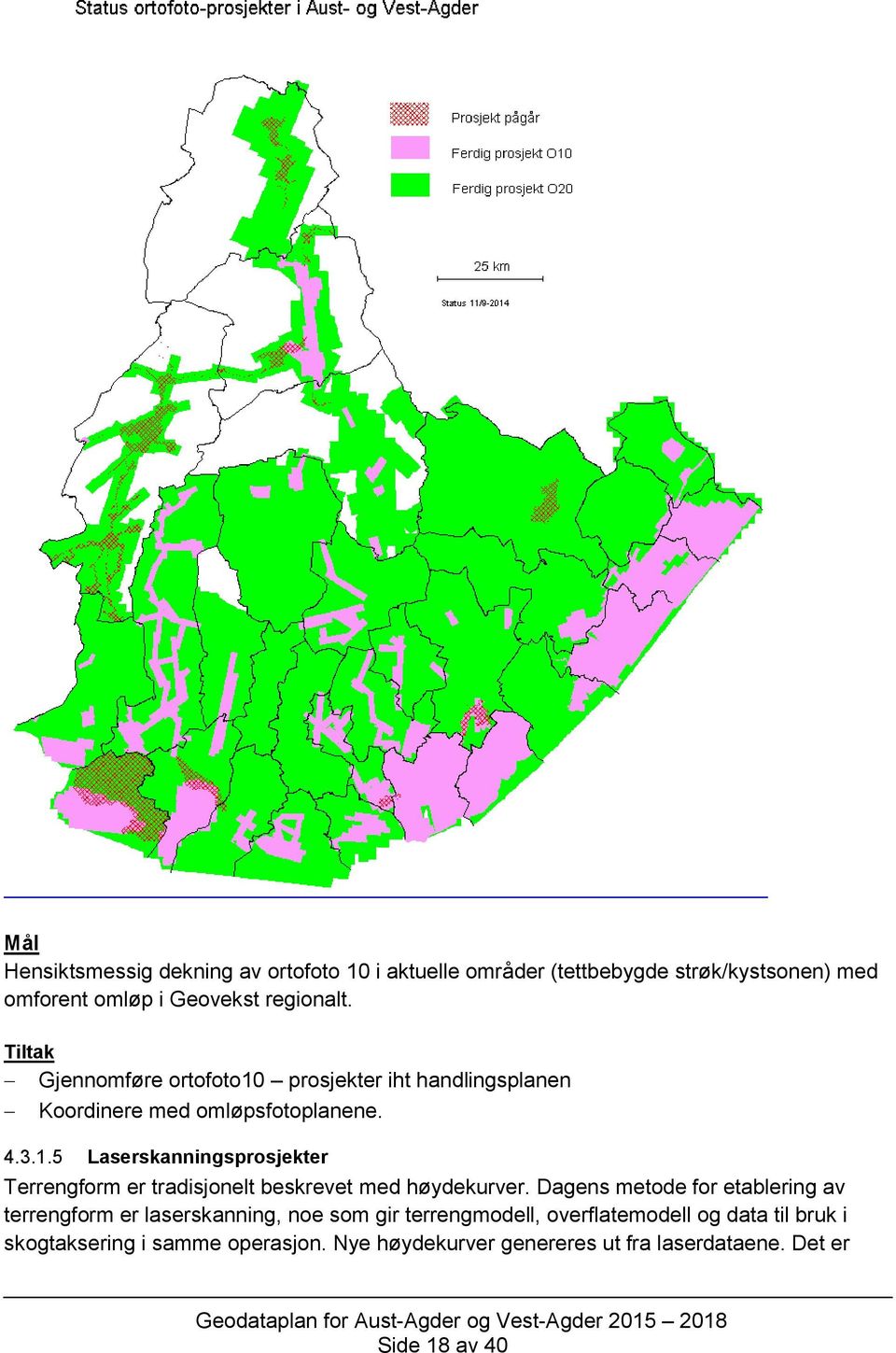 Dagens metode for etablering av terrengform er laserskanning, noe som gir terrengmodell, overflatemodell og data til bruk i