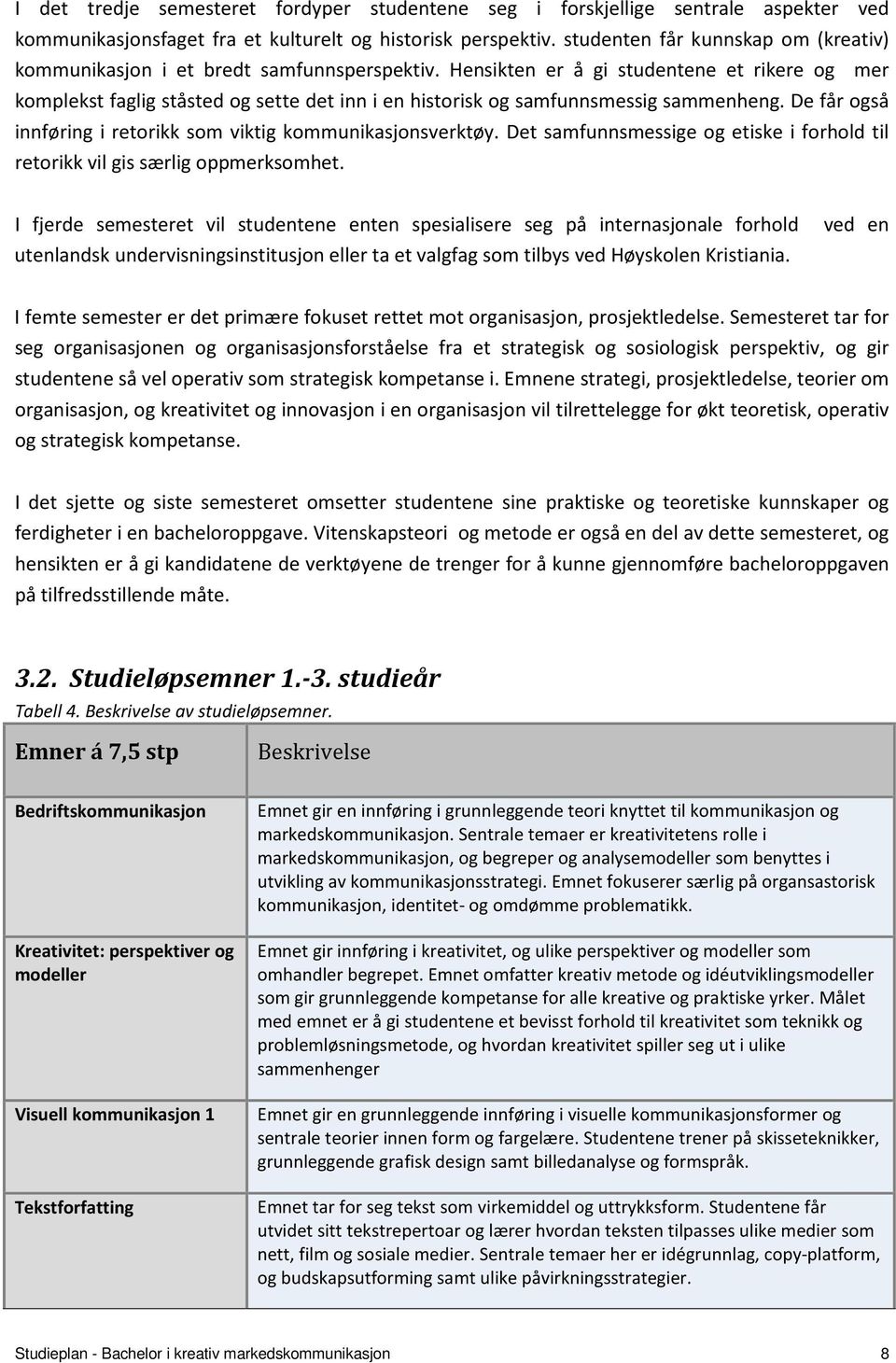 Hensikten er å gi studentene et rikere og mer komplekst faglig ståsted og sette det inn i en historisk og samfunnsmessig sammenheng. De får også innføring i retorikk som viktig kommunikasjonsverktøy.