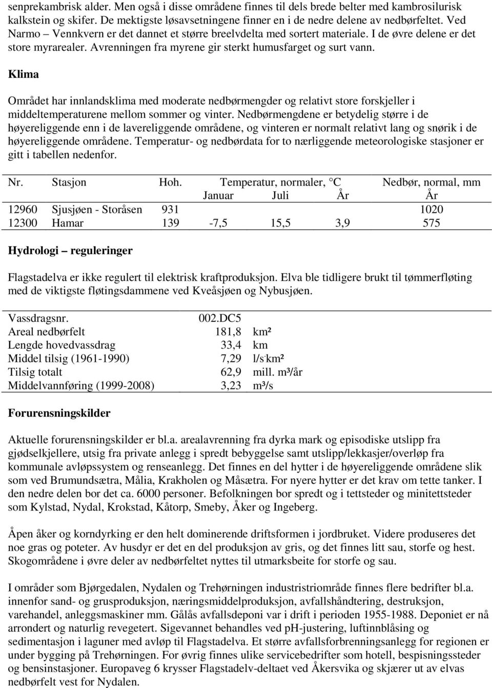 Klima Området har innlandsklima med moderate nedbørmengder og relativt store forskjeller i middeltemperaturene mellom sommer og vinter.