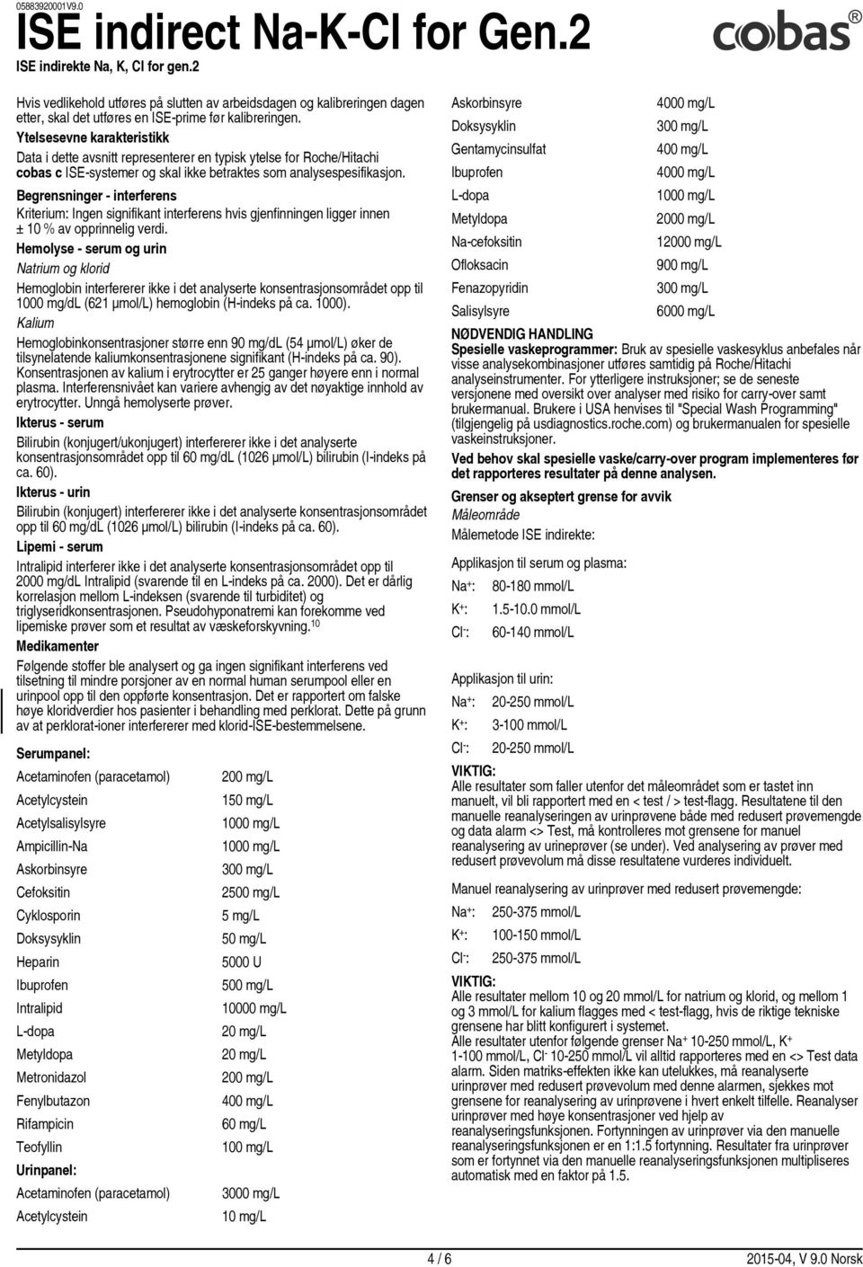 Begrensninger - interferens Kriterium: Ingen signifikant interferens hvis gjenfinningen ligger innen ± 10 av opprinnelig verdi.