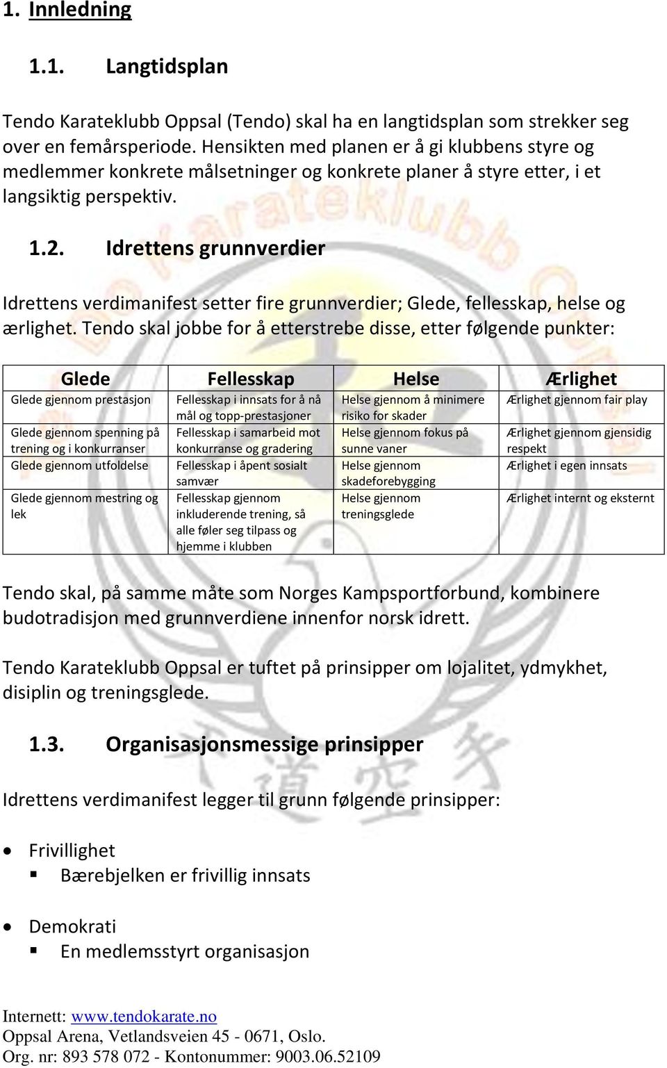 Idrettens grunnverdier Idrettens verdimanifest setter fire grunnverdier; Glede, fellesskap, helse og ærlighet.