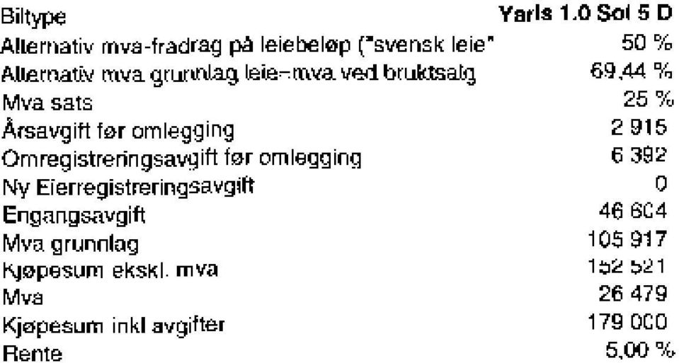 Omregistreringsavgift før omlegging 6 392 Ny Eferreglstreringsavgltt 0 ErgnngsavgiX