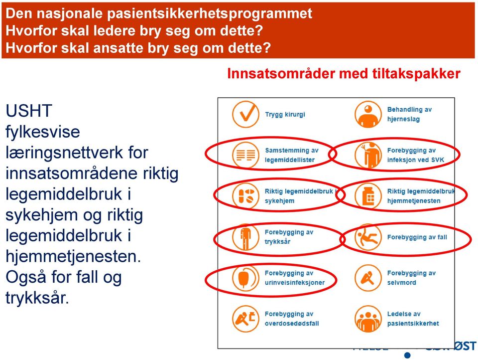 USHT fylkesvise læringsnettverk for innsatsområdene riktig legemiddelbruk i