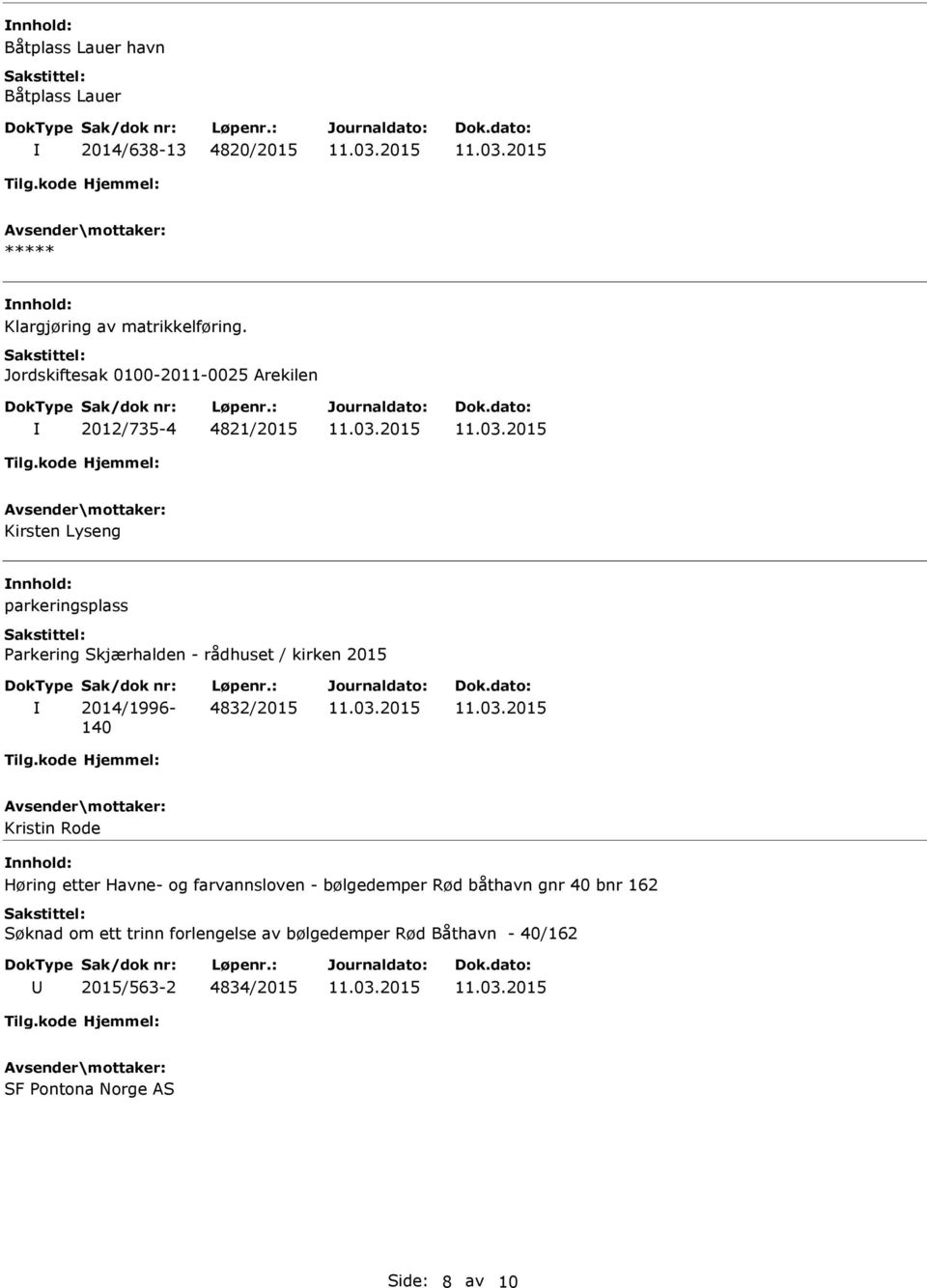 rådhuset / kirken 2015 2014/1996-140 4832/2015 Kristin Rode Høring etter Havne- og farvannsloven - bølgedemper Rød