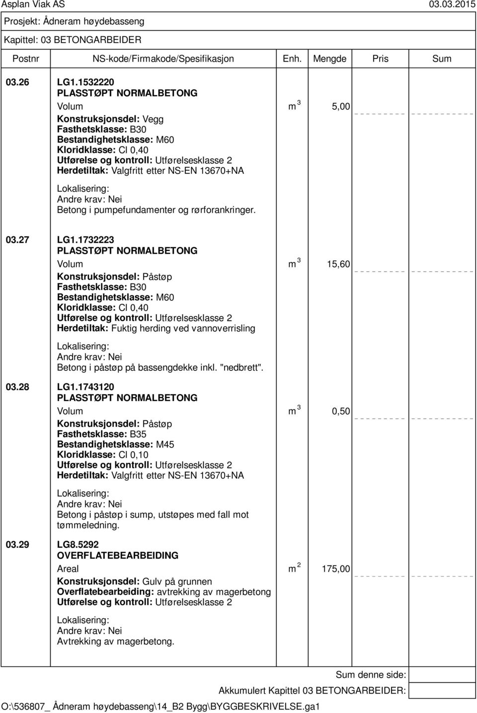 pumpefundamenter og rørforankringer. 03.27 LG1.