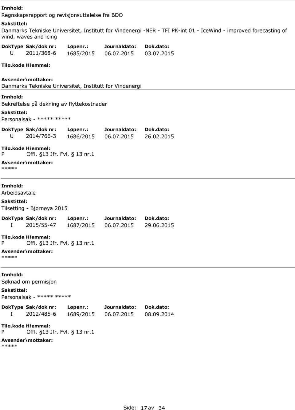 2015 Danmarks Tekniske niversitet, nstitutt for Vindenergi Bekreftelse på dekning av flyttekostnader ersonalsak - 2014/766-3