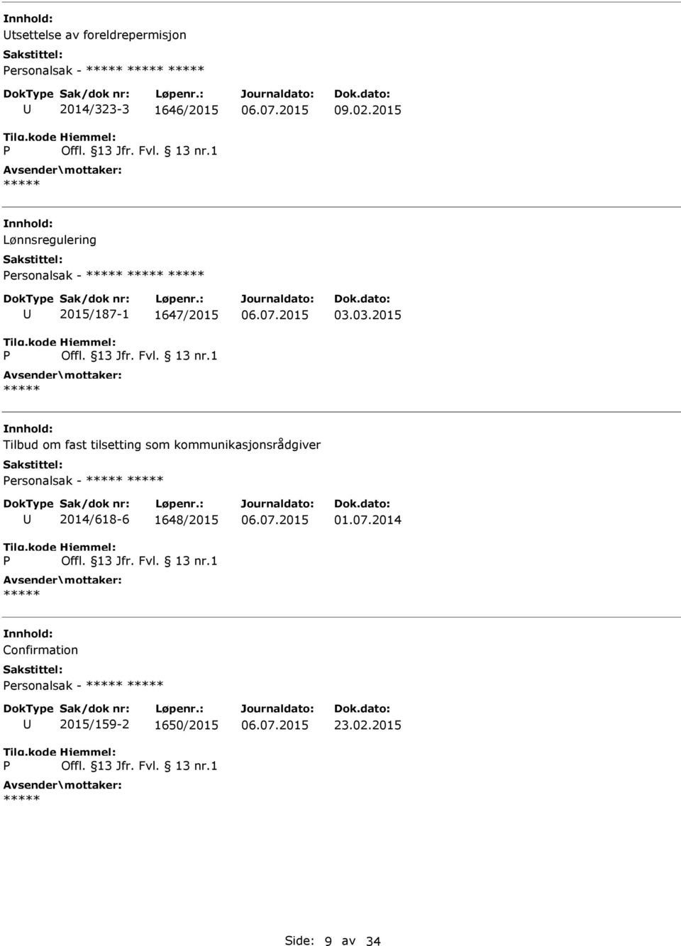 03.2015 Tilbud om fast tilsetting som kommunikasjonsrådgiver ersonalsak -