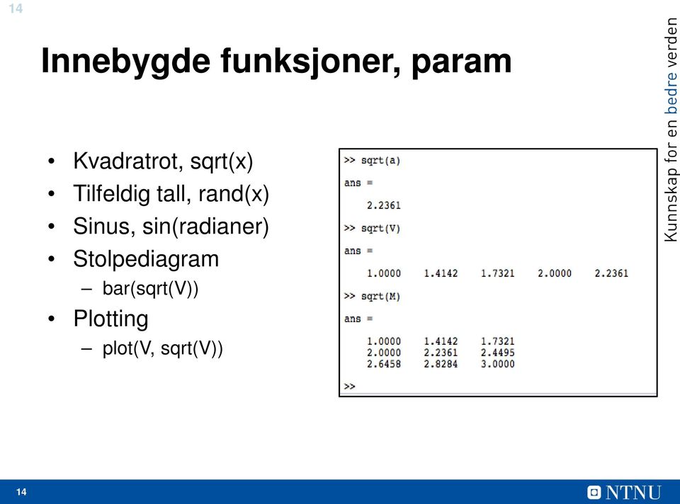 rand(x) Sinus, sin(radianer)