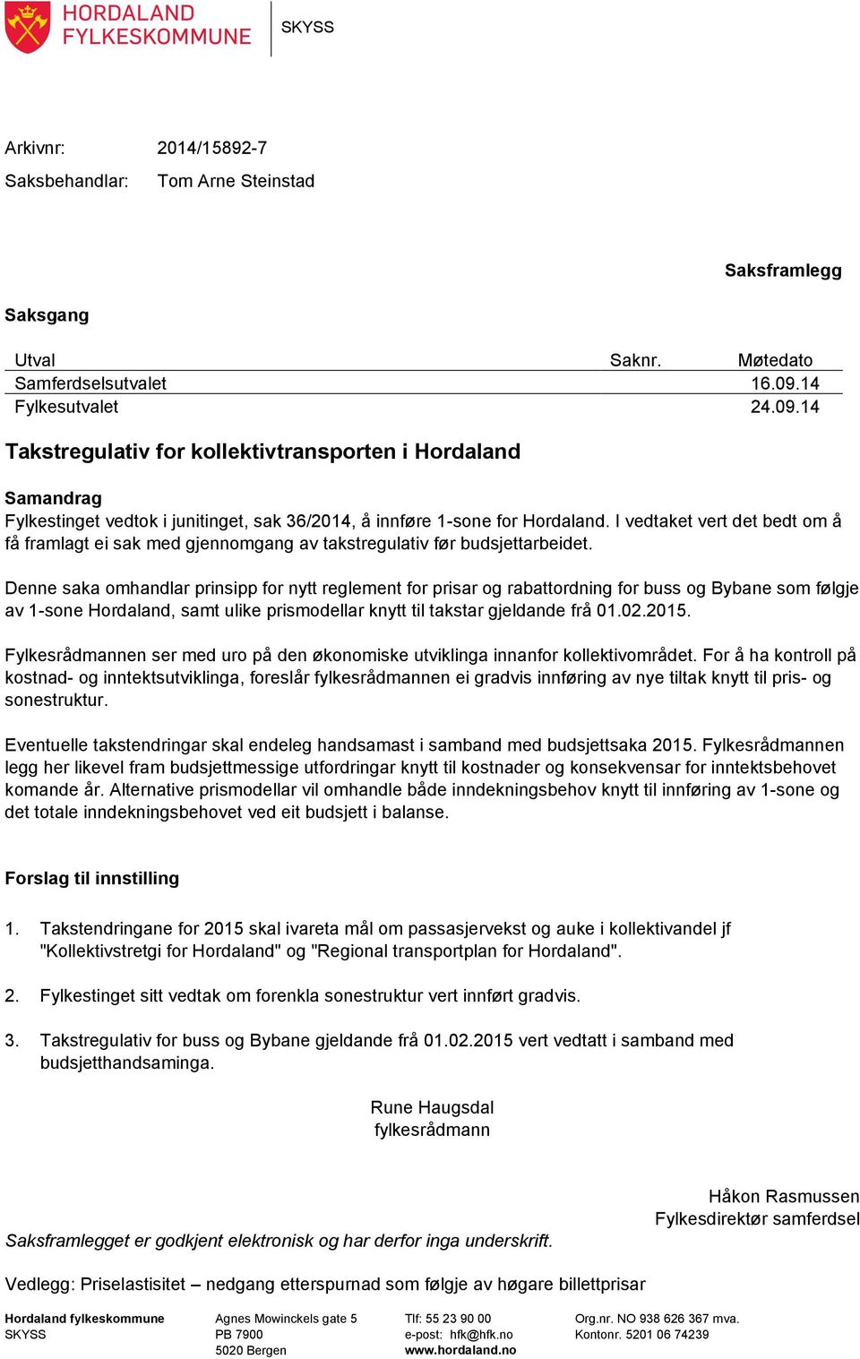 I vedtaket vert det bedt om å få framlagt ei sak med gjennomgang av takstregulativ før budsjettarbeidet.