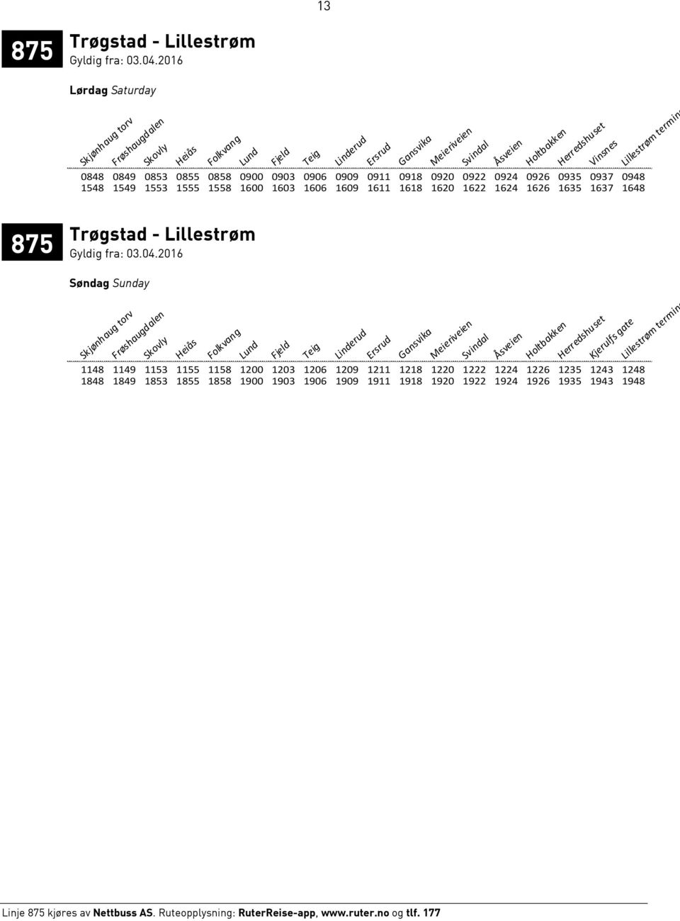 - Lillestrøm Søndag Sunday Skjønhaug torv Frøshaugdalen Skovly Heiås Folkvang Lund Fjeld Teig Linderud Ersrud Gansvika Meieriveien Svindal Åsveien Holtbakken Kjerulfs gate 1148 1149 1153 1155 1158