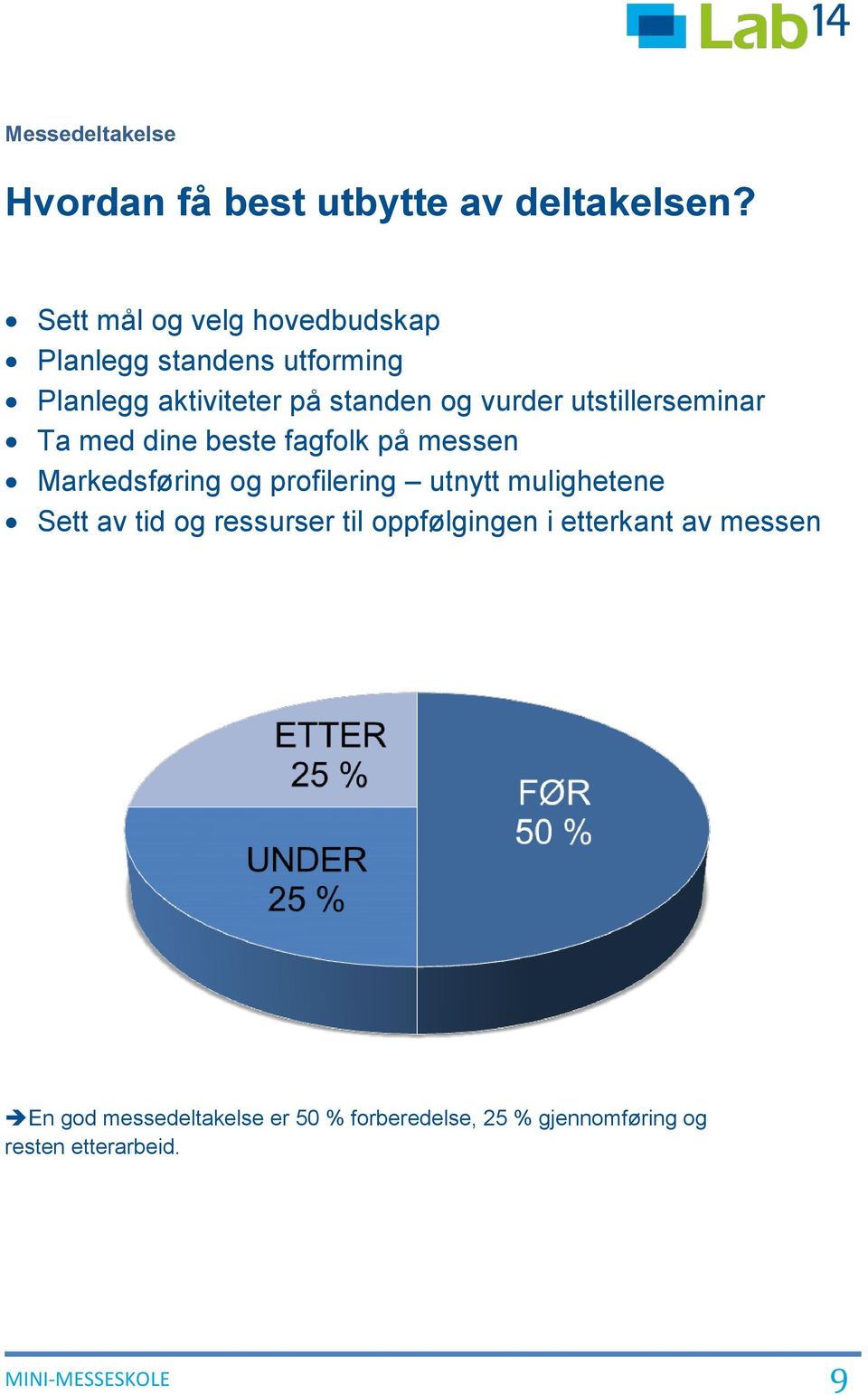 utstillerseminar Ta med dine beste fagfolk på messen Markedsføring og profilering utnytt mulighetene Sett