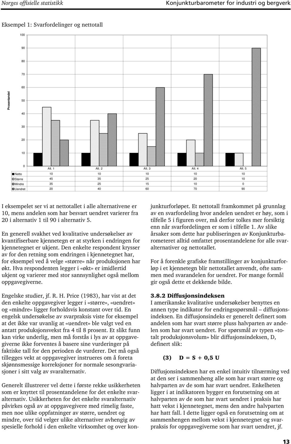 fra 20 i alternativ 1 til 90 i alternativ 5. En generell svakhet ved kvalitative undersøkelser av kvantifiserbare kjennetegn er at styrken i endringen for kjennetegnet er ukjent.