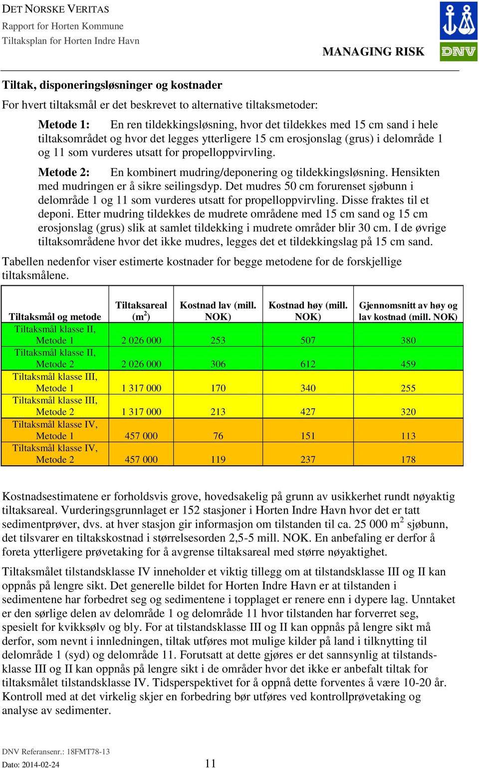 utsatt for propelloppvirvling. Metode 2: En kombinert mudring/deponering og tildekkingsløsning. Hensikten med mudringen er å sikre seilingsdyp.