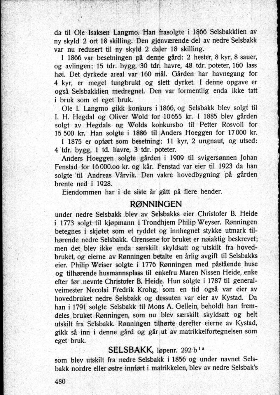 Olrdcn har havnegang for 4 kyr er meget tungbrukt og slett dyrket. denne opgave er ogs! Se lsbakkli~ medregnet. Den var fonncnllig enda ikke tatt i bruk som et eget bruk.