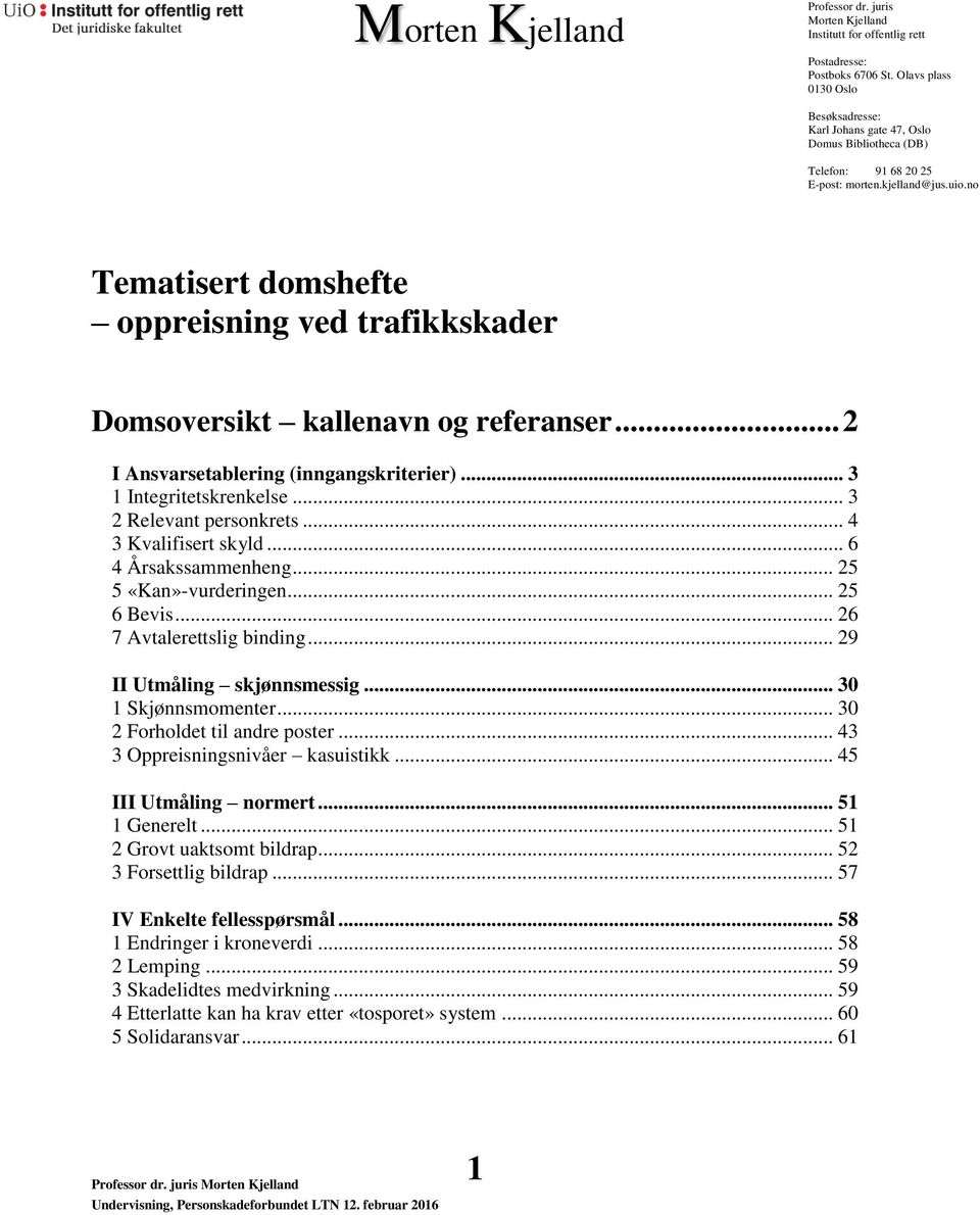 .. 4 3 valifisert skyld... 6 4 Årsakssammenheng... 25 5 «an»-vurderingen... 25 6 Bevis... 26 7 Avtalerettslig binding... 29 II Utmåling skjønnsmessig... 30 1 Skjønnsmomenter.