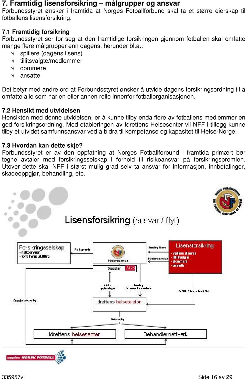 tidig forsikring Forbundsstyret ser for seg at