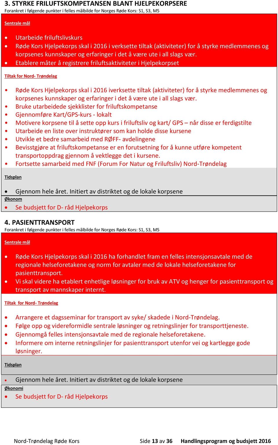 Etablere måter å registrere friluftsaktiviteter i Hjelpekorpset Tiltak for Nord- Trøndelag Røde Kors Hjelpekorps skal i 2016 iverksette tiltak (aktiviteter) for å styrke medlemmenes og korpsenes