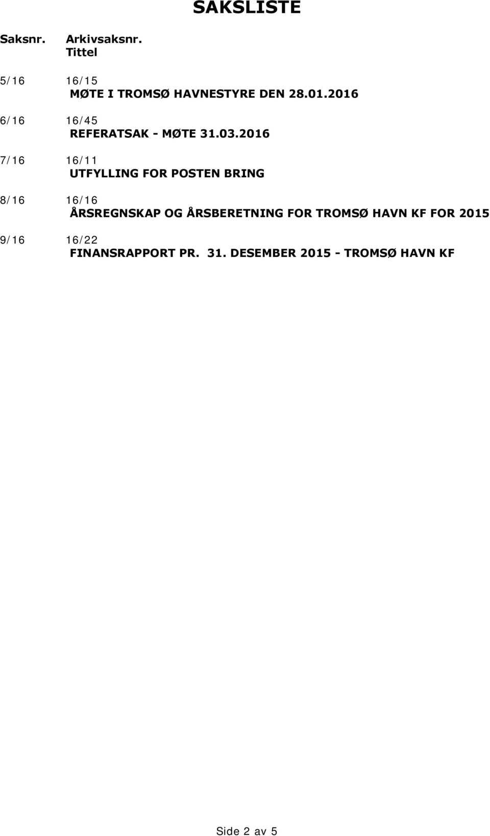 2016 6/16 16/45 REFERATSAK - MØTE 31.03.