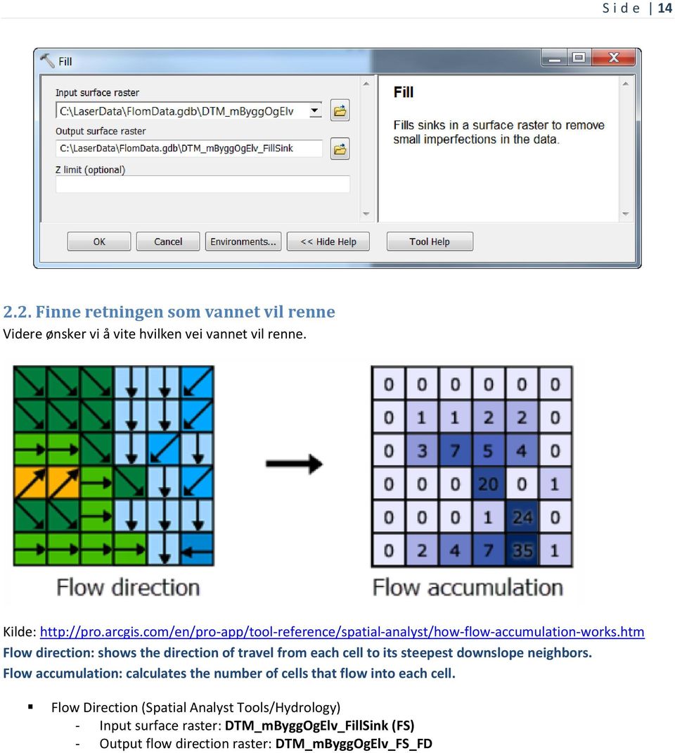 htm Flow direction: shows the direction of travel from each cell to its steepest downslope neighbors.