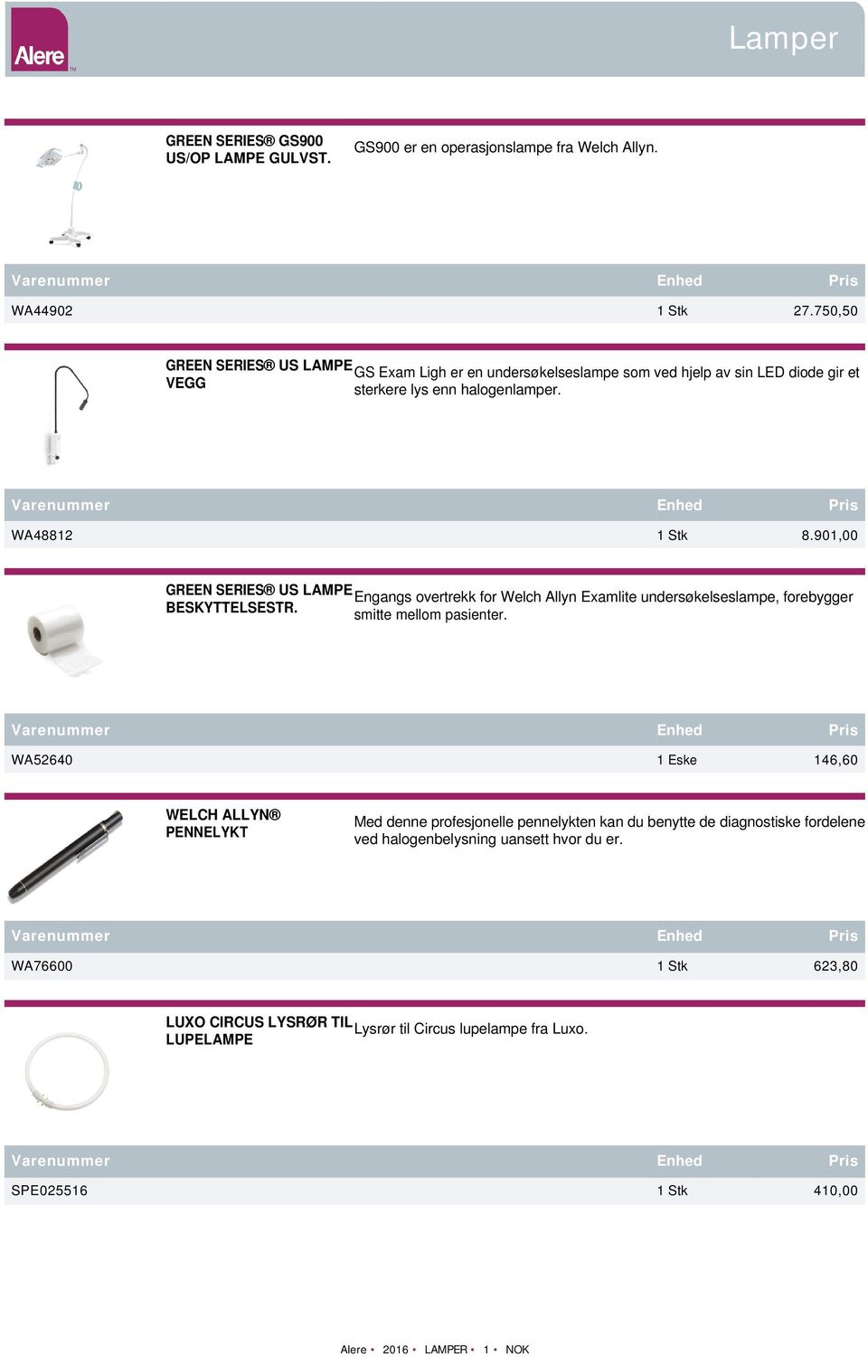 901,00 GREEN SERIES US LAMPE Engangs overtrekk for Welch Allyn Examlite undersøkelseslampe, forebygger BESKYTTELSESTR. smitte mellom pasienter.