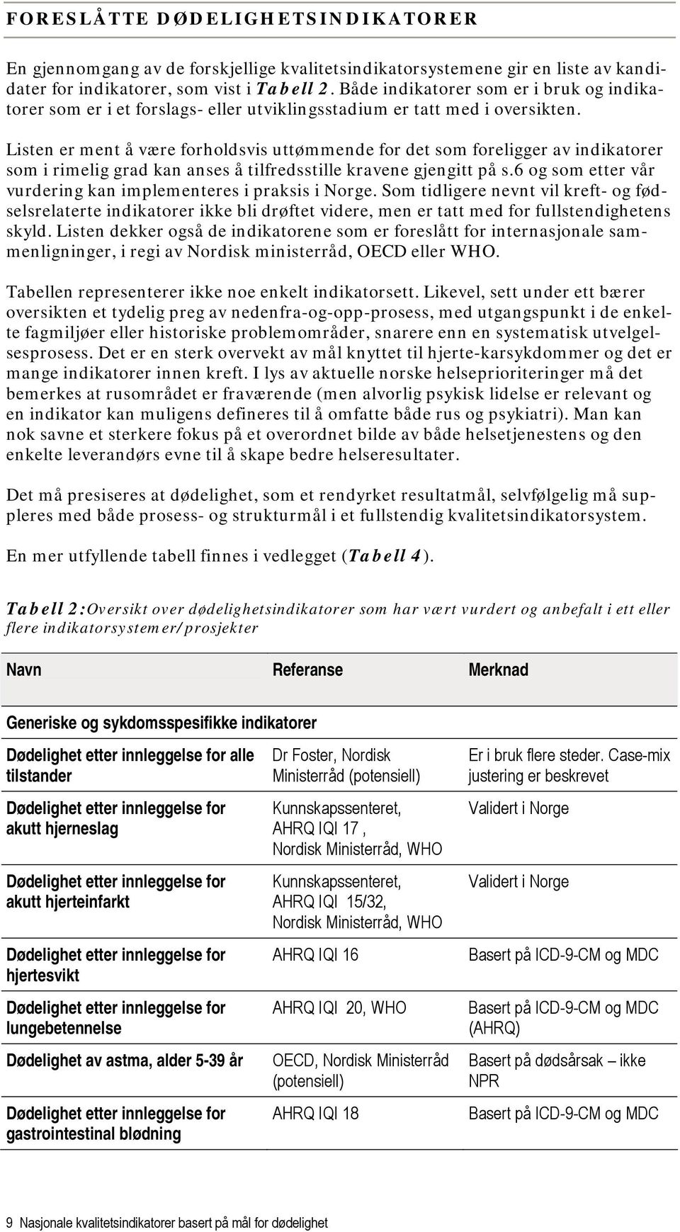 Listen er ment å være forholdsvis uttømmende for det som foreligger av indikatorer som i rimelig grad kan anses å tilfredsstille kravene gjengitt på s.