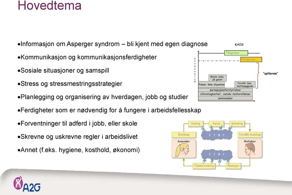 og organisering av hverdagen, jobb og studier Ferdigheter som er nødvendig for å fungere i