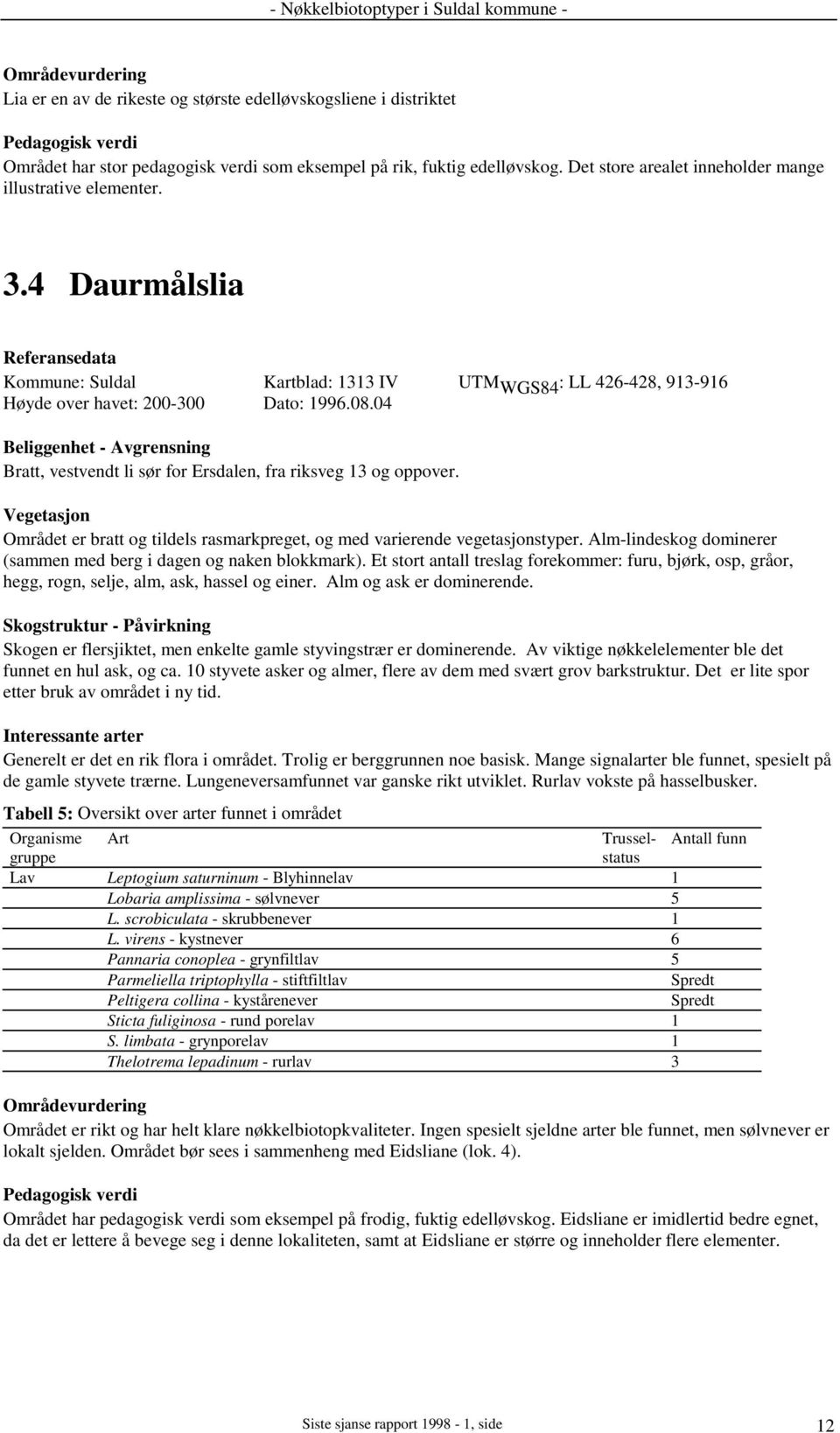 Området er bratt og tildels rasmarkpreget, og med varierende vegetasjonstyper. Alm-lindeskog dominerer (sammen med berg i dagen og naken blokkmark).