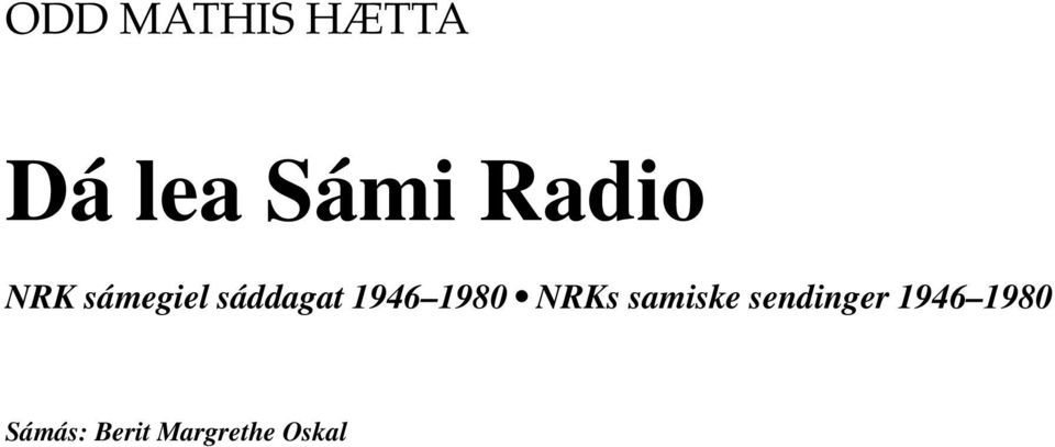 1946 1980 NRKs samiske