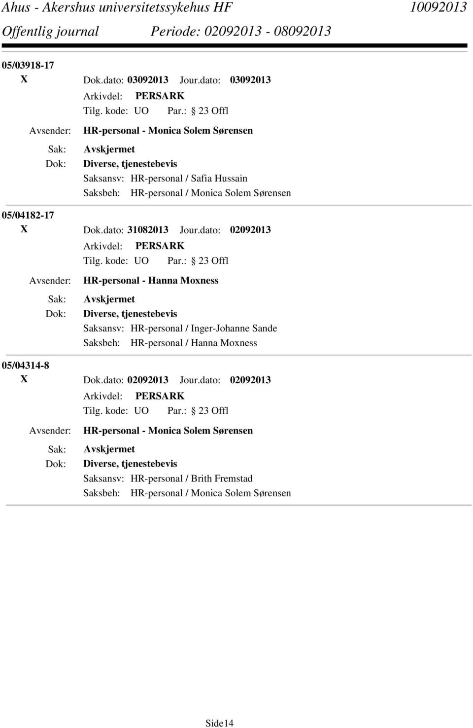 Solem Sørensen 05/04182-17 X Dok.dato: 31082013 Jour.