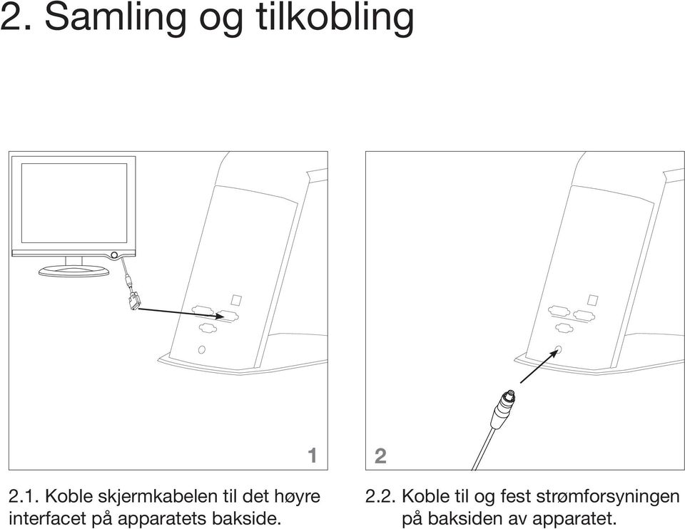 Koble skjermkabelen til det høyre