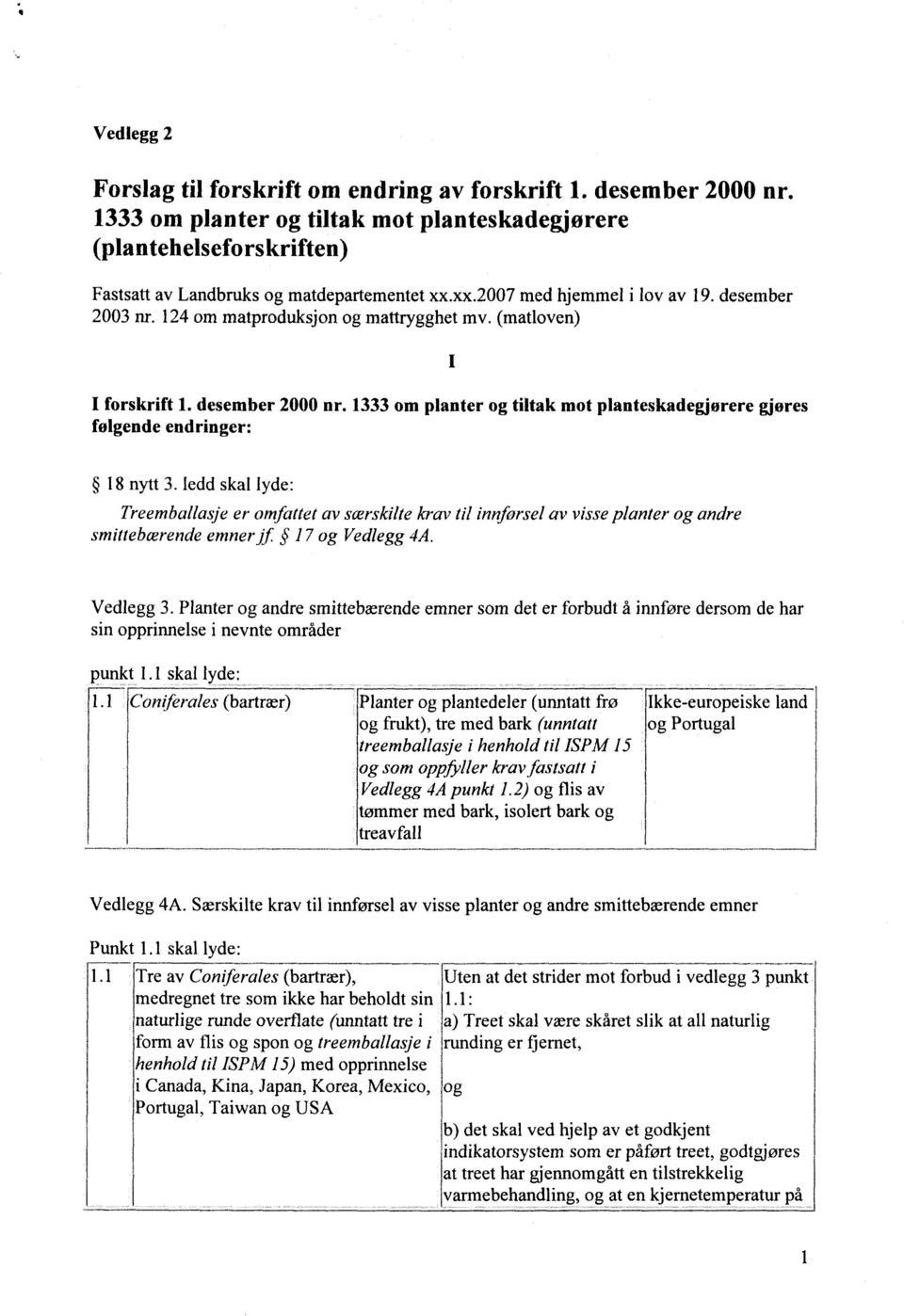 1333 om planter og tiltak mot planteskadegjørere følgende endringer: gjøres 18 nytt 3.