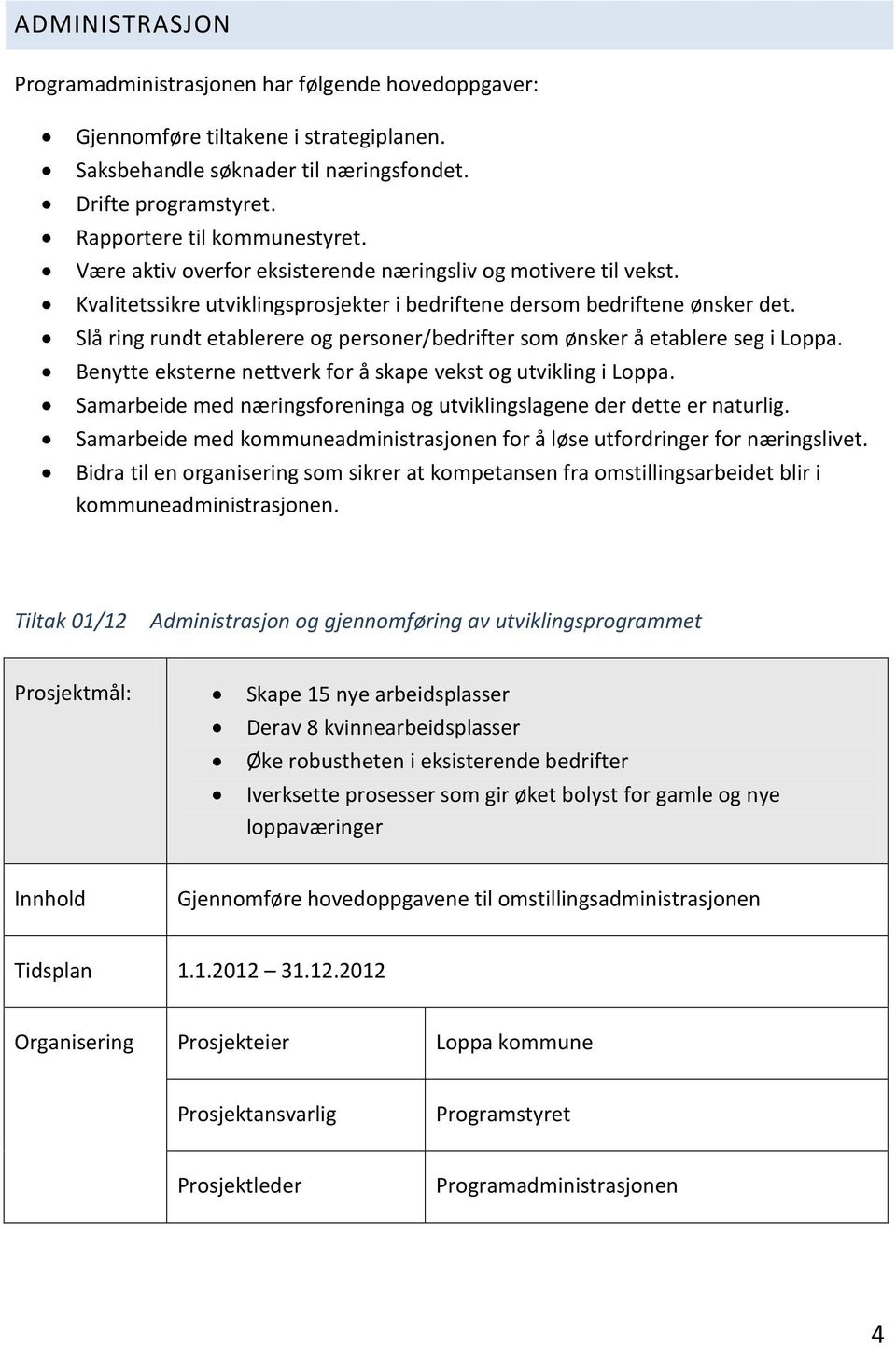 Slå ring rundt etablerere og personer/bedrifter som ønsker å etablere seg i Loppa. Benytte eksterne nettverk for å skape vekst og utvikling i Loppa.