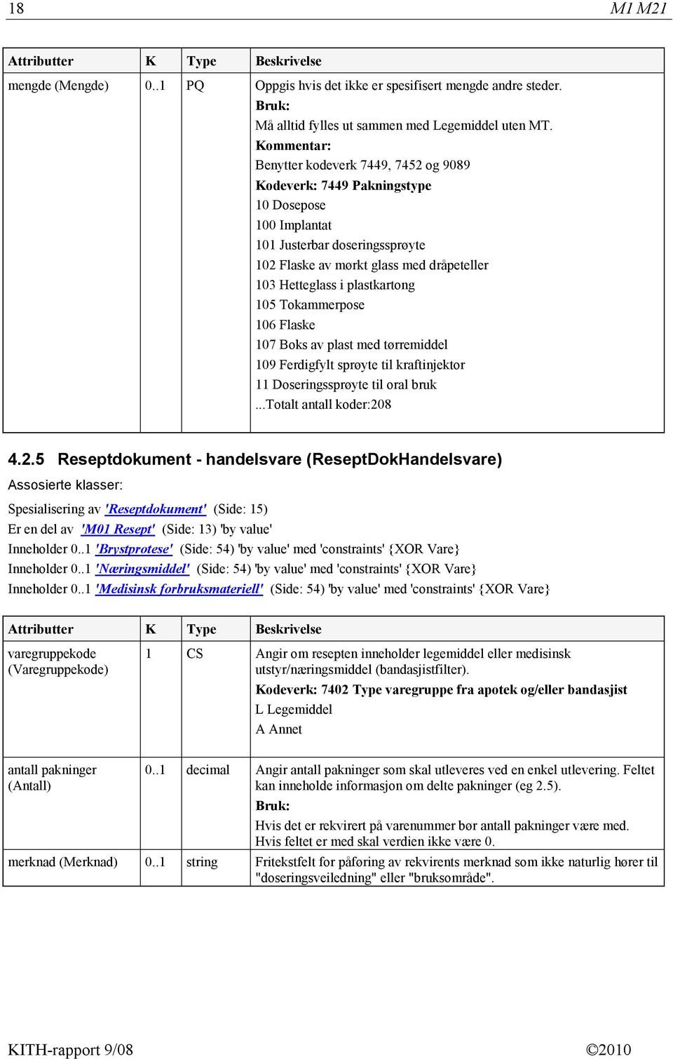 plastkartong 105 Tokammerpose 106 Flaske 107 Boks av plast med tørremiddel 109 Ferdigfylt sprøyte til kraftinjektor 11 Doseringssprøyte til oral bruk...totalt antall koder:20