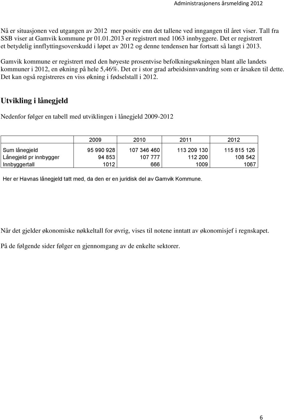 Gamvik kommune er registrert med den høyeste prosentvise befolkningsøkningen blant alle landets kommuner i 2012, en økning på hele 5,46%.