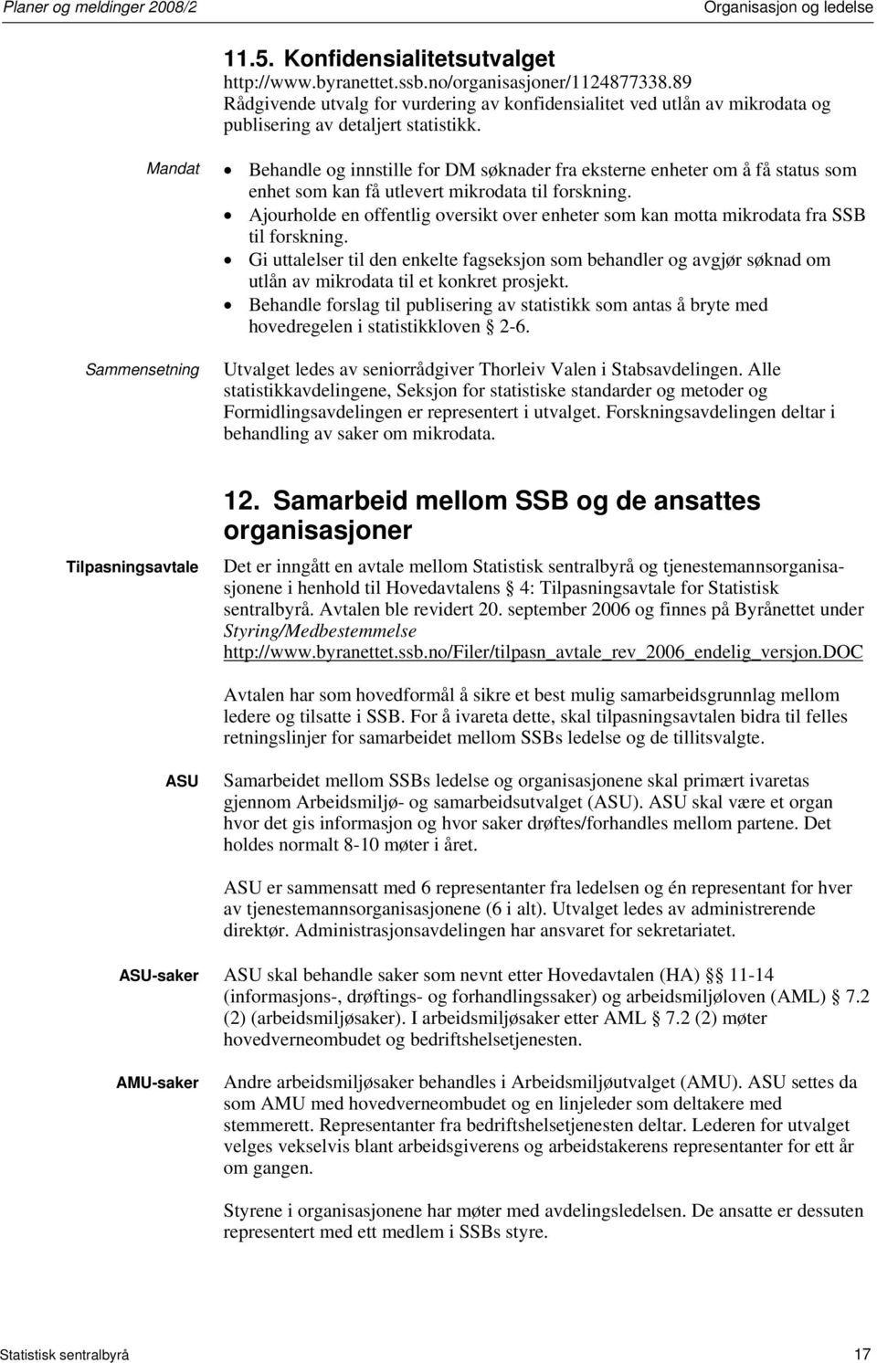 Mandat Sammensetning Behandle og innstille for DM søknader fra eksterne enheter om å få status som enhet som kan få utlevert mikrodata til forskning.