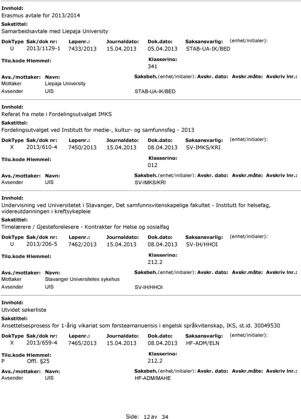 04.2013 V-MK/KR 012 V-MK/KR ndervisning ved niversitetet i tavanger, Det samfunnsvitenskapelige fakultet - nstitutt for helsefag, videreutdanningen i kreftsykepleie Timelærere / Gjesteforelesere -