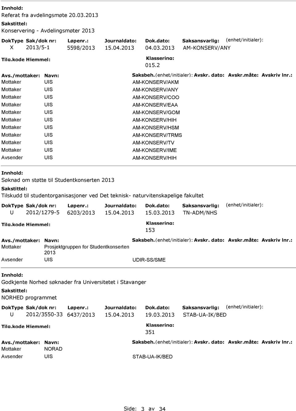 støtte til tudentkonserten 2013 Tilskudd til studentorganisasjoner ved Det teknisk- naturvitenskapelige fakultet 2012/1279-5 6203/