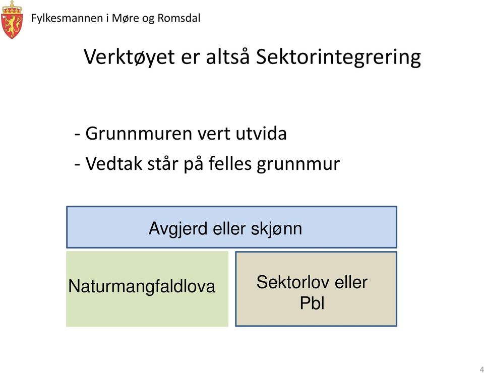 felles grunnmur Avgjerd eller skjønn