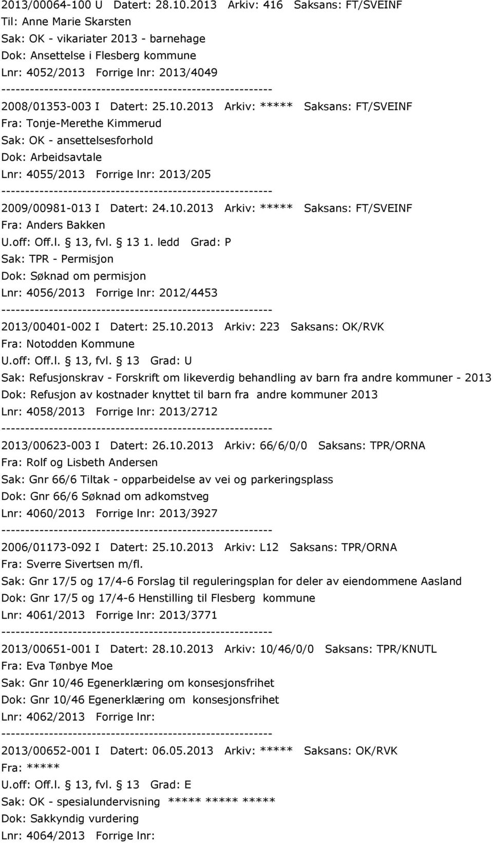 OK/RVK Fra: Notodden Kommune Sak: Refusjonskrav - Forskrift om likeverdig behandling av barn fra andre kommuner - 2013 Dok: Refusjon av kostnader knyttet til barn fra andre kommuner 2013 Lnr: