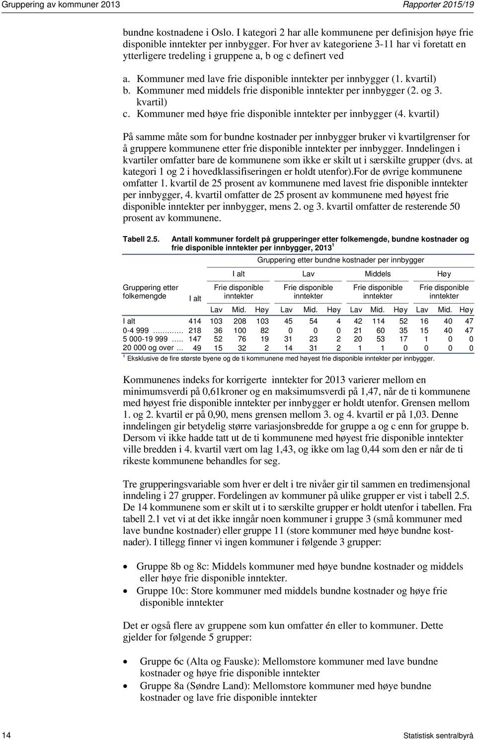 Kommuner med middels frie disponible inntekter per innbygger (2. og 3. kvartil) c. Kommuner med høye frie disponible inntekter per innbygger (4.