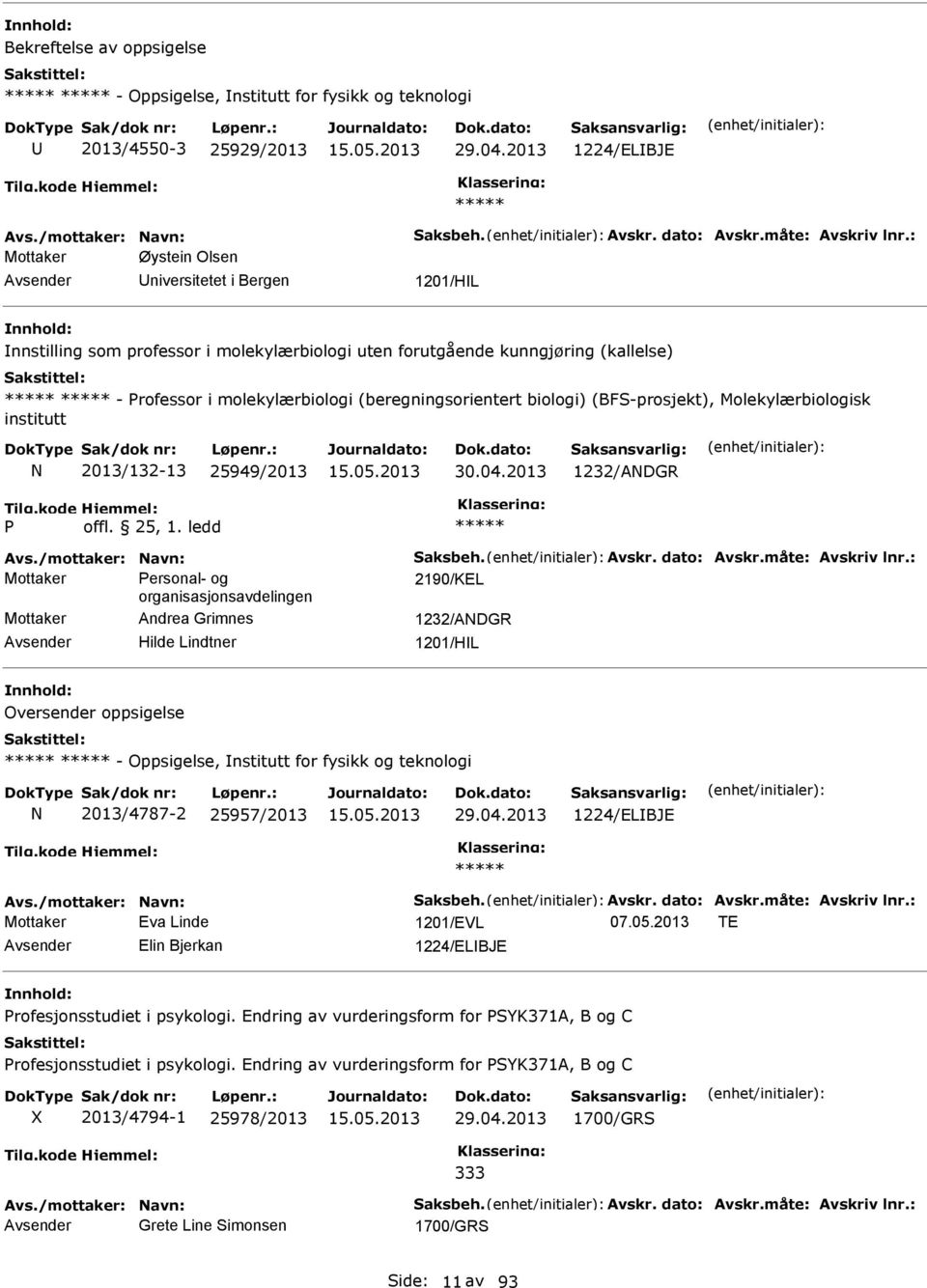 (beregningsorientert biologi) (BFS-prosjekt), Molekylærbiologisk institutt 2013/132-13 25949/2013 30.04.