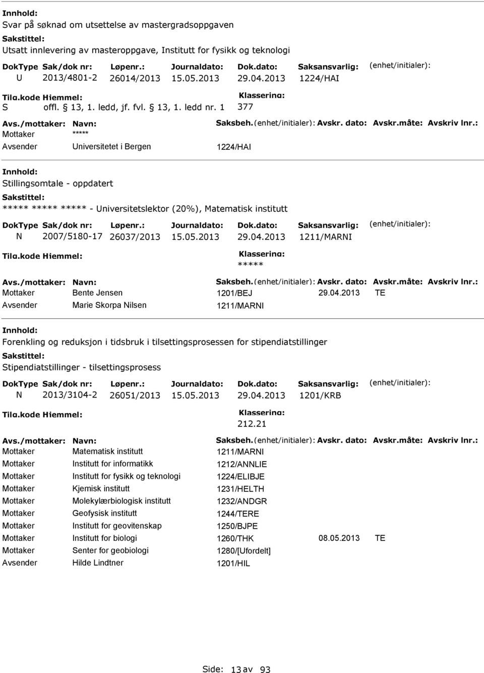 2013 1211/MAR Mottaker Bente Jensen 1201/BEJ 29.04.