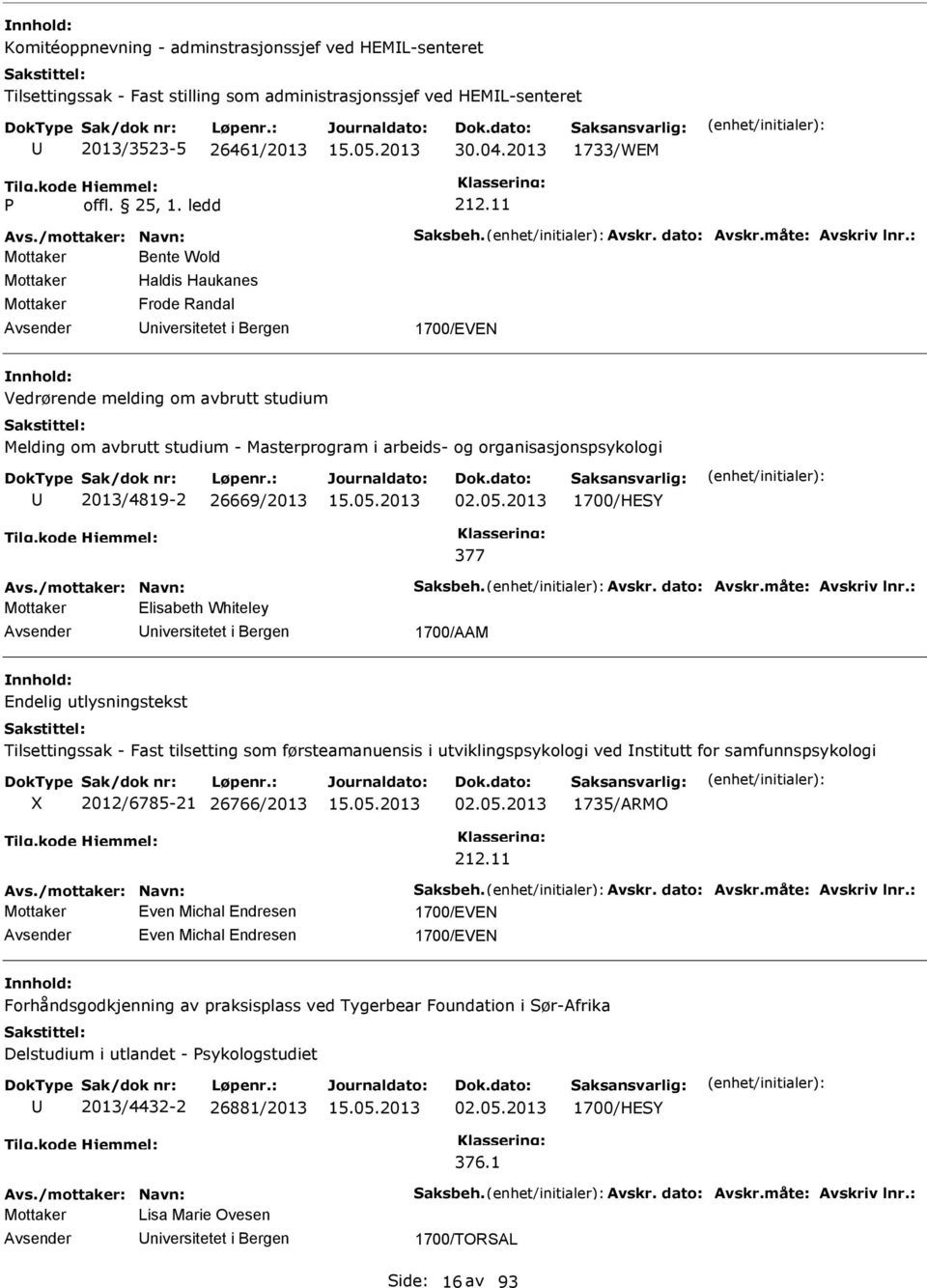 organisasjonspsykologi 2013/4819-2 26669/2013 02.05.