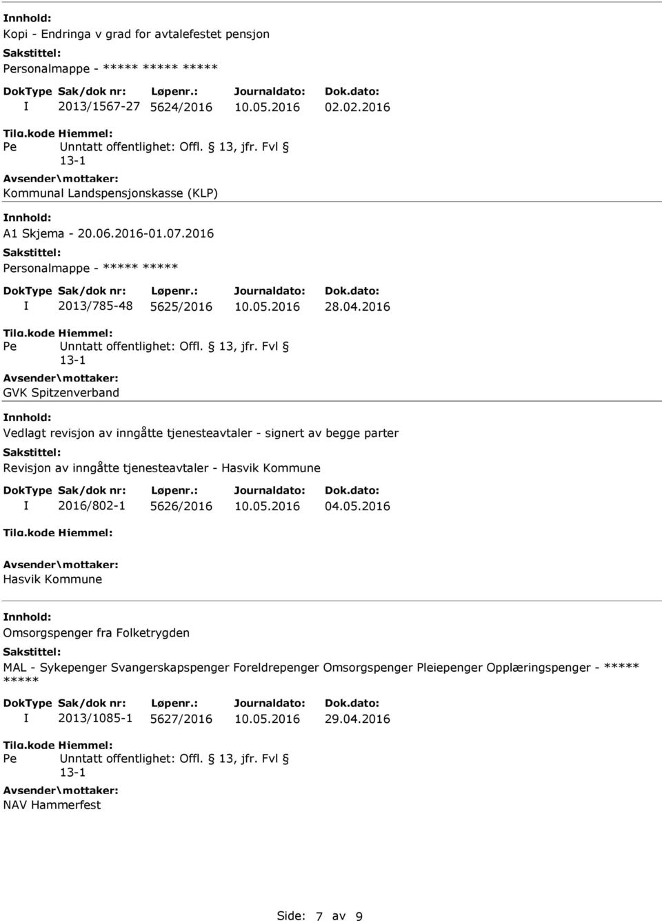 Fvl GVK Spitzenverband Vedlagt revisjon av inngåtte tjenesteavtaler - signert av begge parter Revisjon av inngåtte tjenesteavtaler - Hasvik Kommune 2016/802-1 5626/2016 Hasvik Kommune