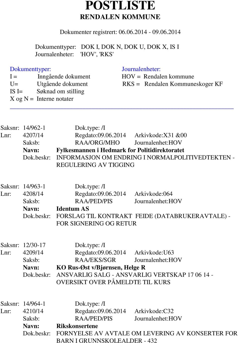 beskr: INFORMASJON OM ENDRING I NORMALPOLITIVEDTEKTEN - REGULERING AV TIGGING Saksnr: 14/963-1 Dok.type: /I Lnr: 4208/14 Regdato:09.06.