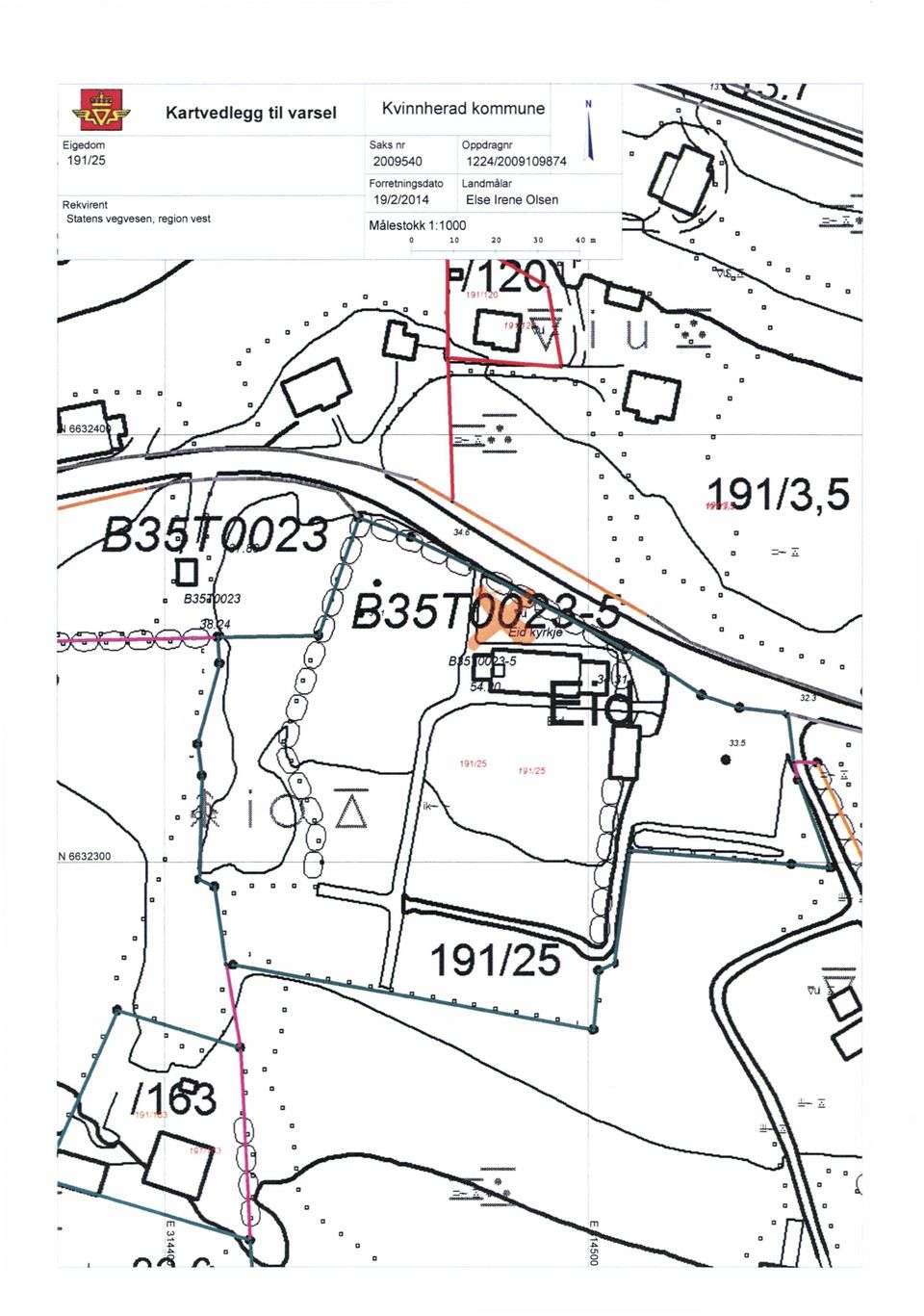 region vest =-- * Målestokk 1:1000 0 10 20 30 40 m 11 r 11117. 663240 G 0 ø =-- *.*** 11 11..«.1. 34 o 1.