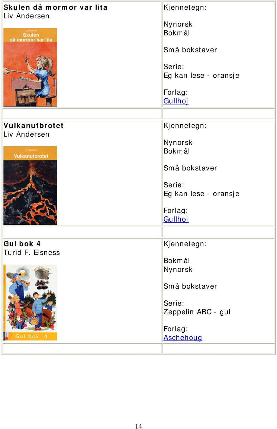 Andersen Eg kan lese - oransje Gul bok 4