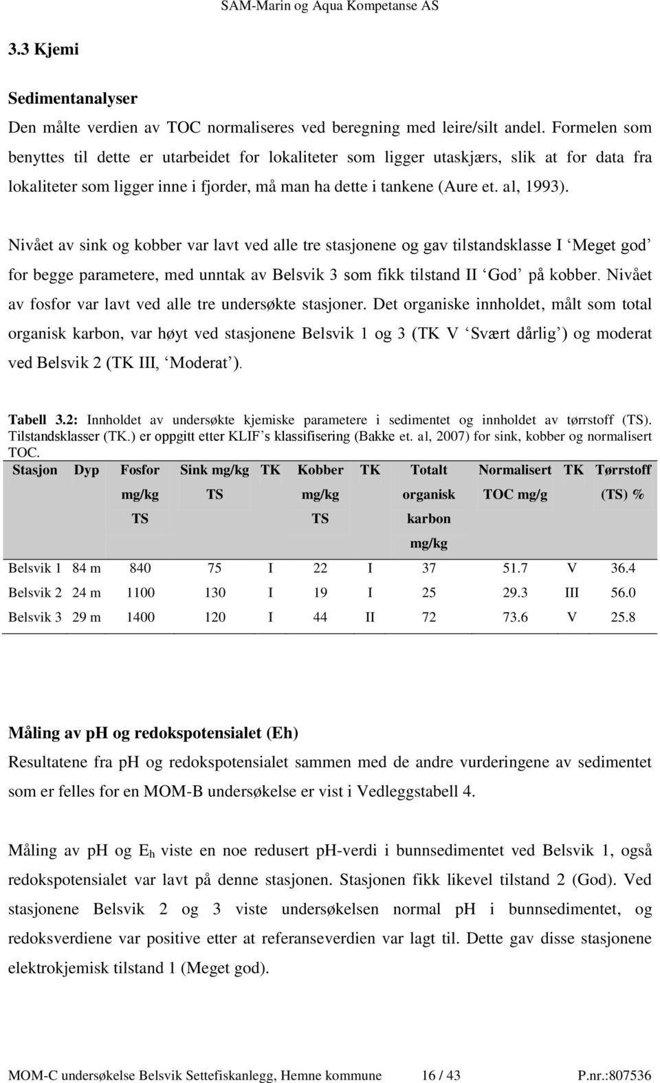 Nivået av sink og kobber var lavt ved alle tre stasjonene og gav tilstandsklasse I Meget god for begge parametere, med unntak av Belsvik 3 som fikk tilstand II God på kobber.