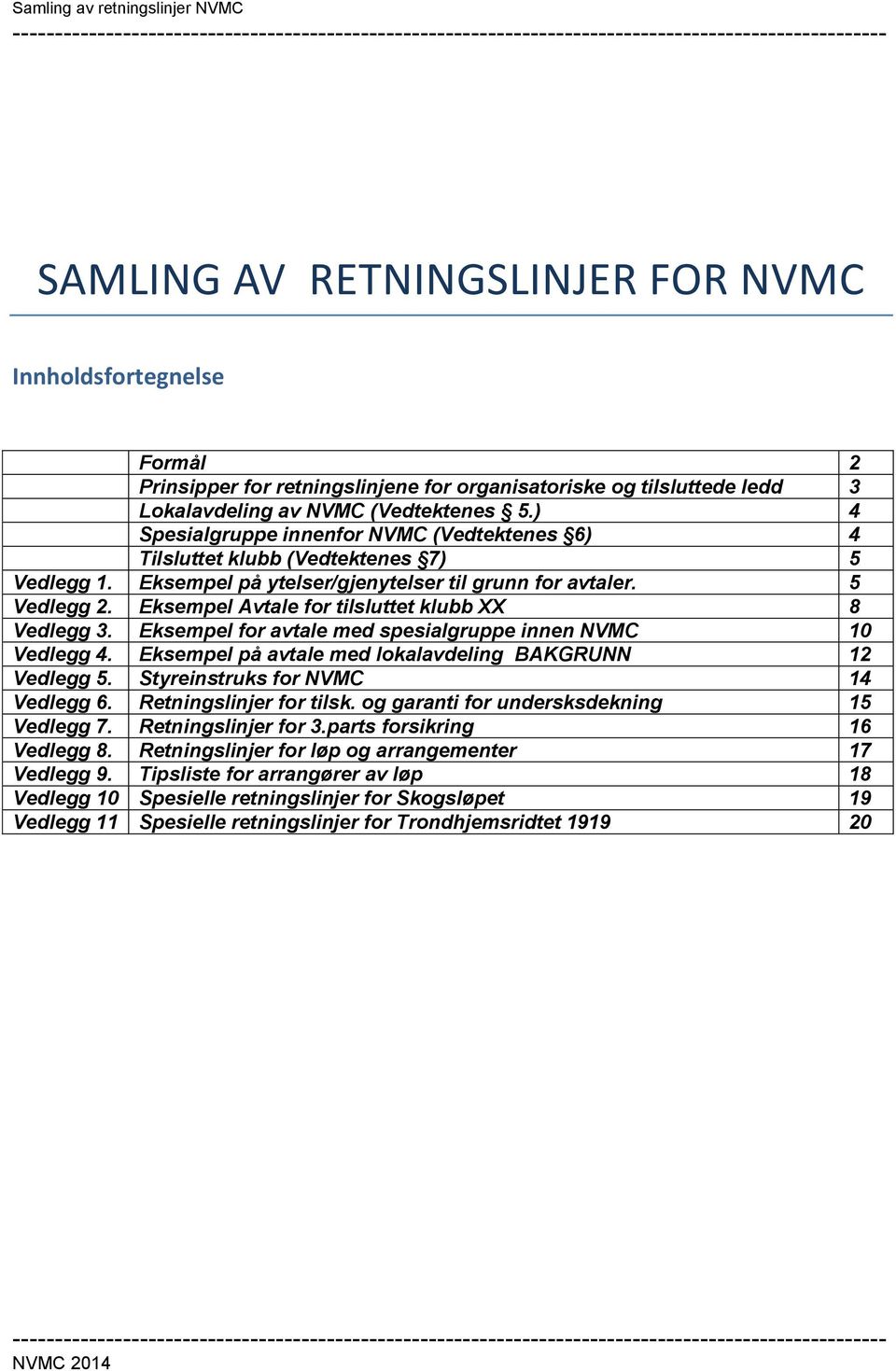 Eksempel Avtale for tilsluttet klubb XX 8 Vedlegg 3. Eksempel for avtale med spesialgruppe innen 10 Vedlegg 4. Eksempel på avtale med lokalavdeling BAKGRUNN 12 Vedlegg 5.